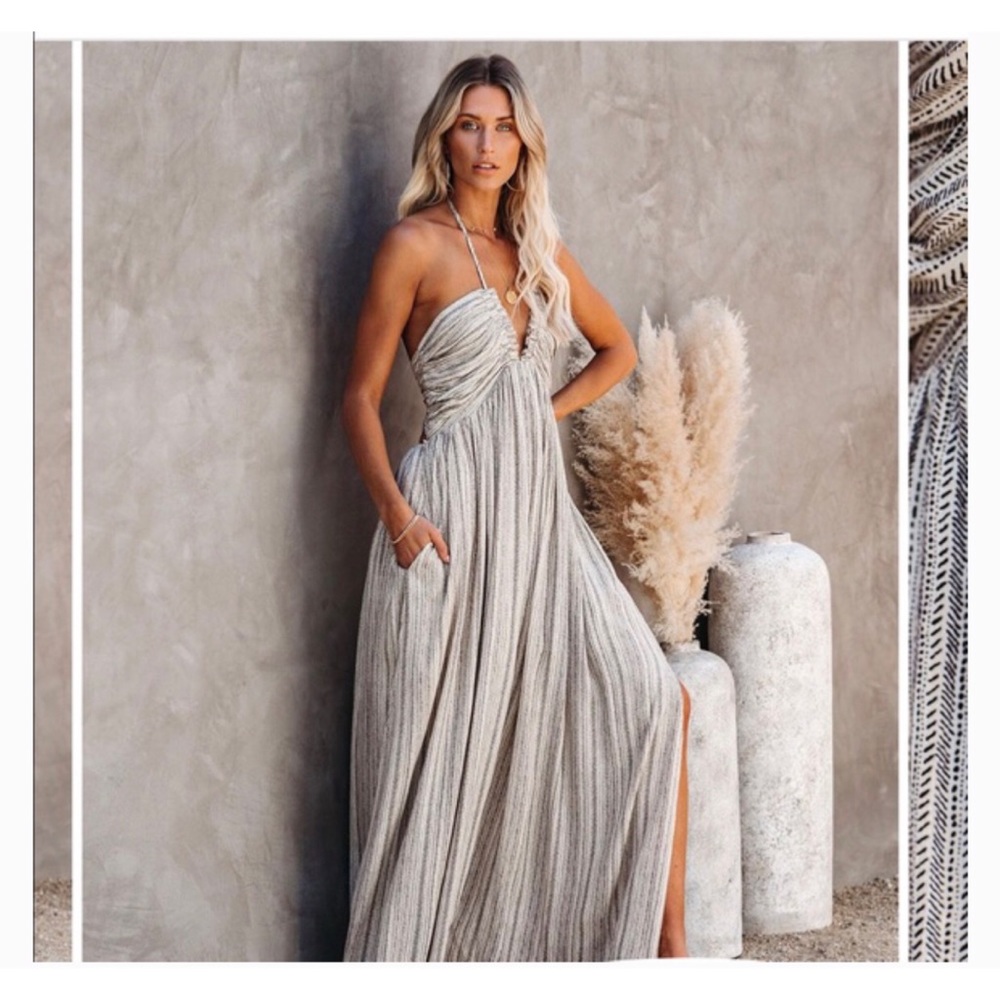 VICI Plunge Halter Maxi Dress